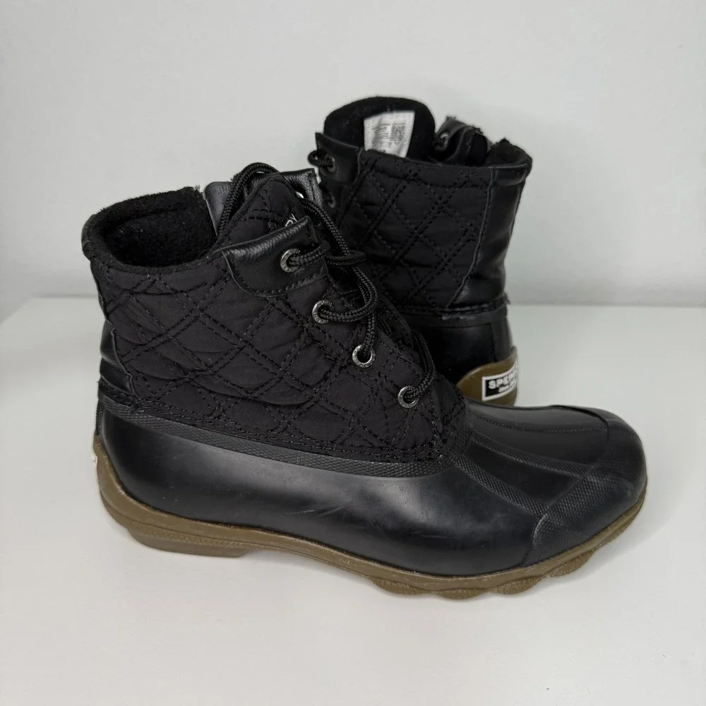 Sperry Women's Size 6 Syren Gulf Wool Quilt Duck Boots STS84450 Black Waterproof